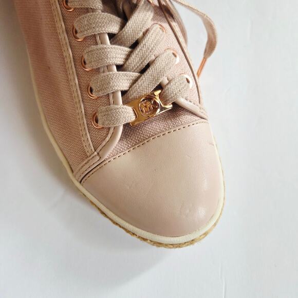 Michael Michael Kors Pink Canvas Espadrille Sneakers Lace Up Womens Size 9M - Picture 12 of 14